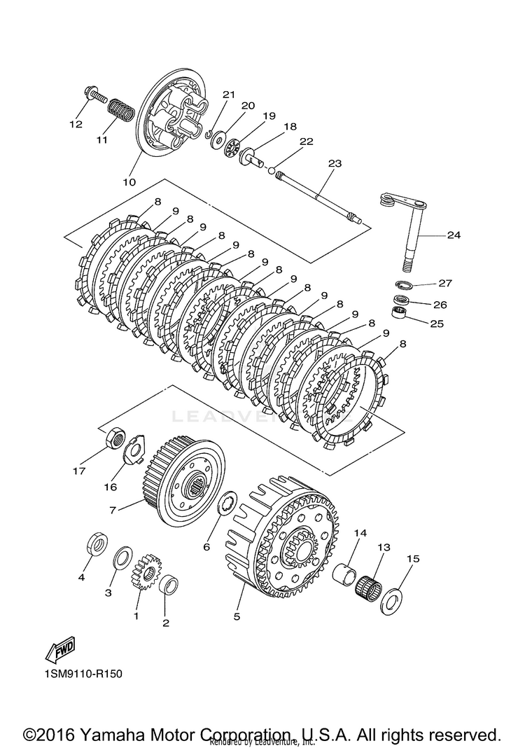 Clutch YZ250F - YZ250FG - 2016 Schematic
