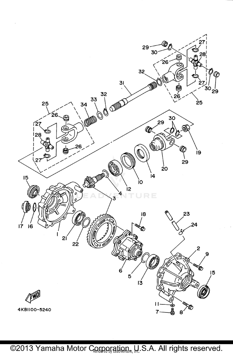 Front Differential WOLVERINE 4WD - YFM350FXH_ - 1996 Schematic