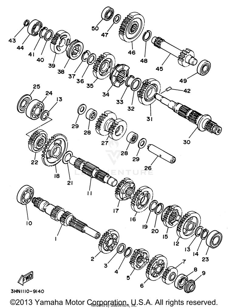 Transmission BIG BEAR 4WD - YFM350FWG - 1995 Schematic