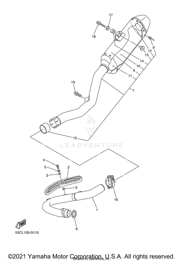 Exhaust YZ250F - YZ250FXL - 2008 Schematic