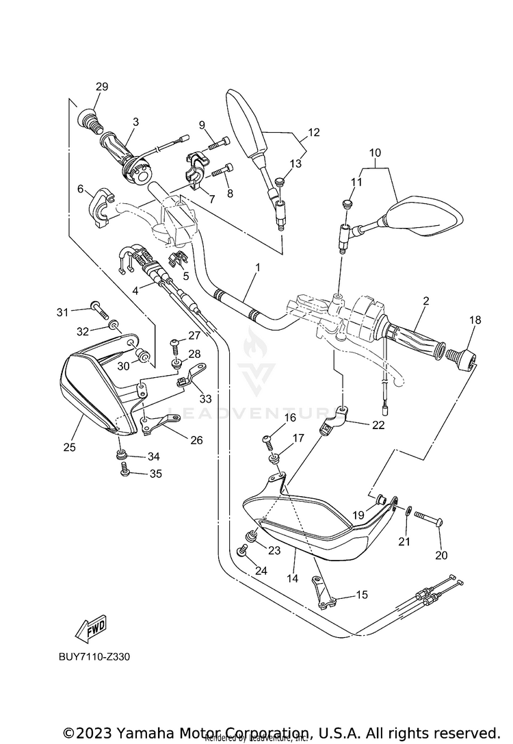 Steering Handle & Cable Schematic
