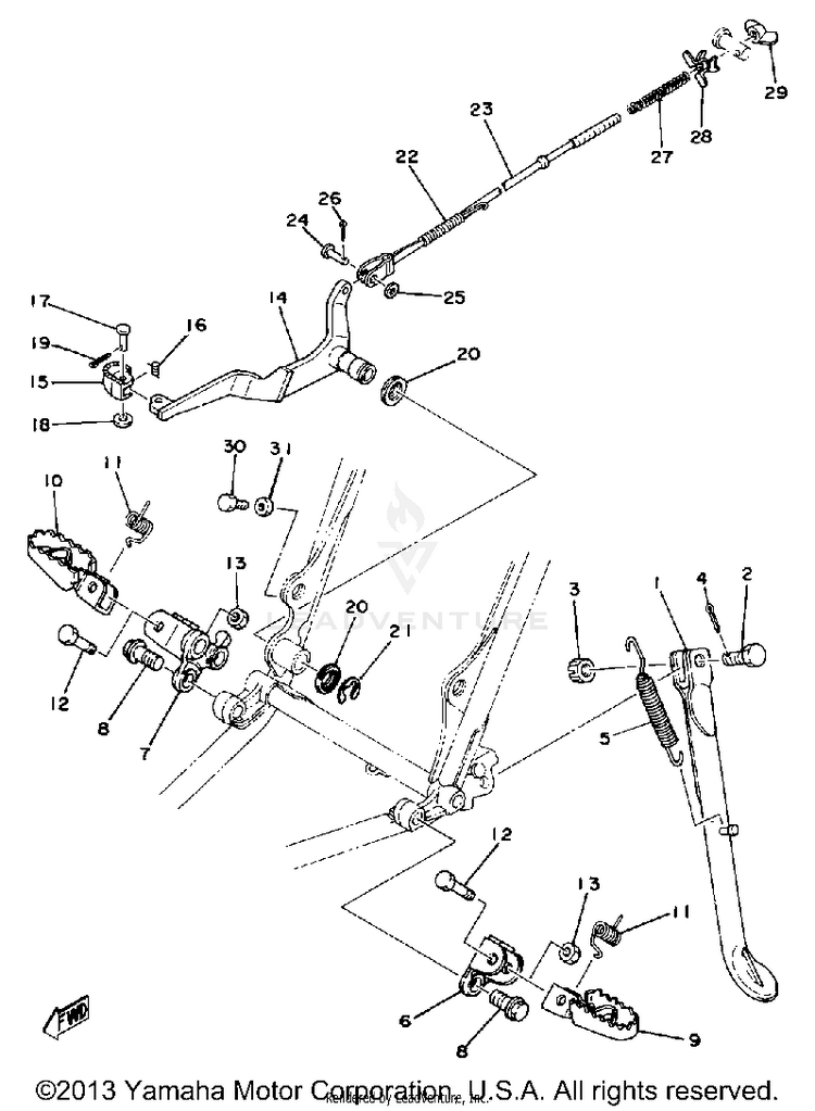 Stand-Footrest-Brake Pedal Schematic