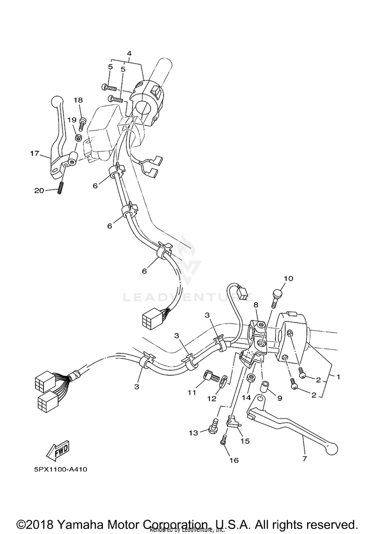 Handle Switch Lever ROAD STAR WARRIOR - XV1700PCRC - 2003 Schematic