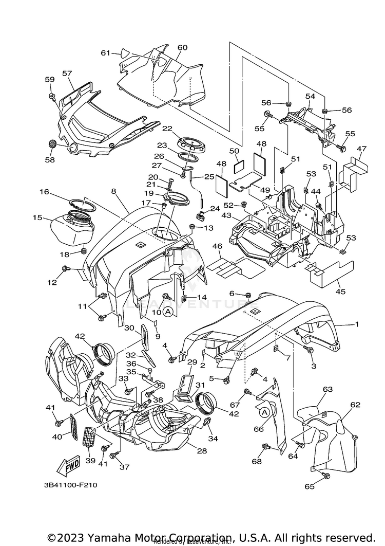 Front Fender GRIZZLY 700  DUCKS - YFM7FGPDUW - 2007 Schematic