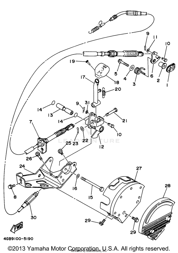 Shifter BIG BEAR 2WD - YFM350UH - 1996 Schematic
