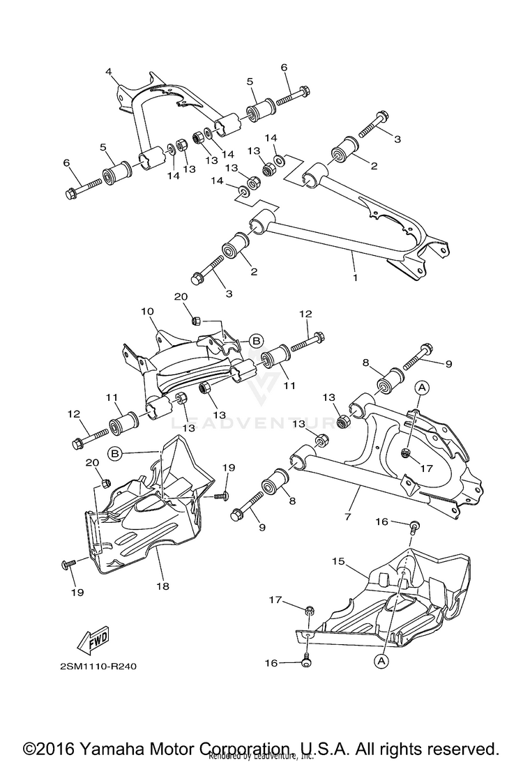 Rear Arm KODIAK 700 EPS 4WD - YFM70KPXGG - 2016 Schematic