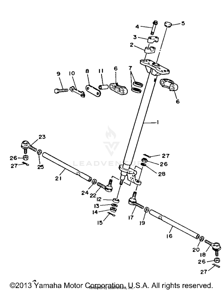 Steering BIG BEAR 4WD - YFM350FWB - 1991 Schematic