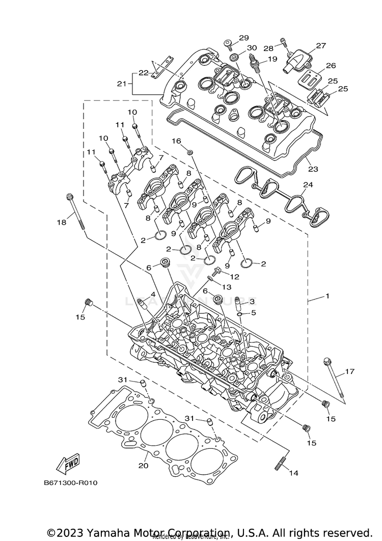 Cylinder Head FZ10 - FZ10HCB - 2017 Schematic