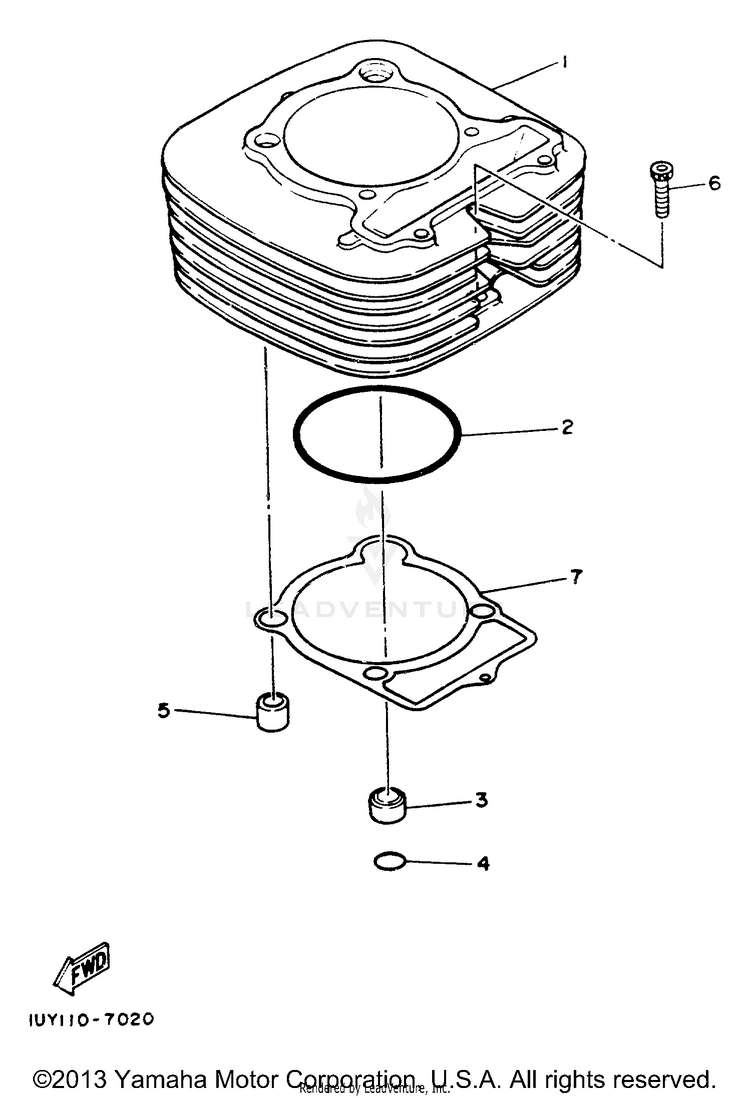 Cylinder BIG BEAR 4WD (ME & NH Only) - YFM350FWE_MNH - 1993 Schematic