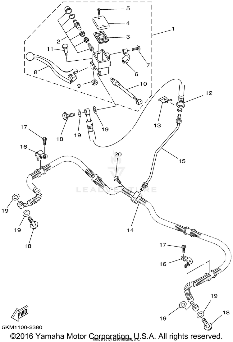 Front Master Cylinder GRIZZLY 660 - YFM660FP - 2002 Schematic