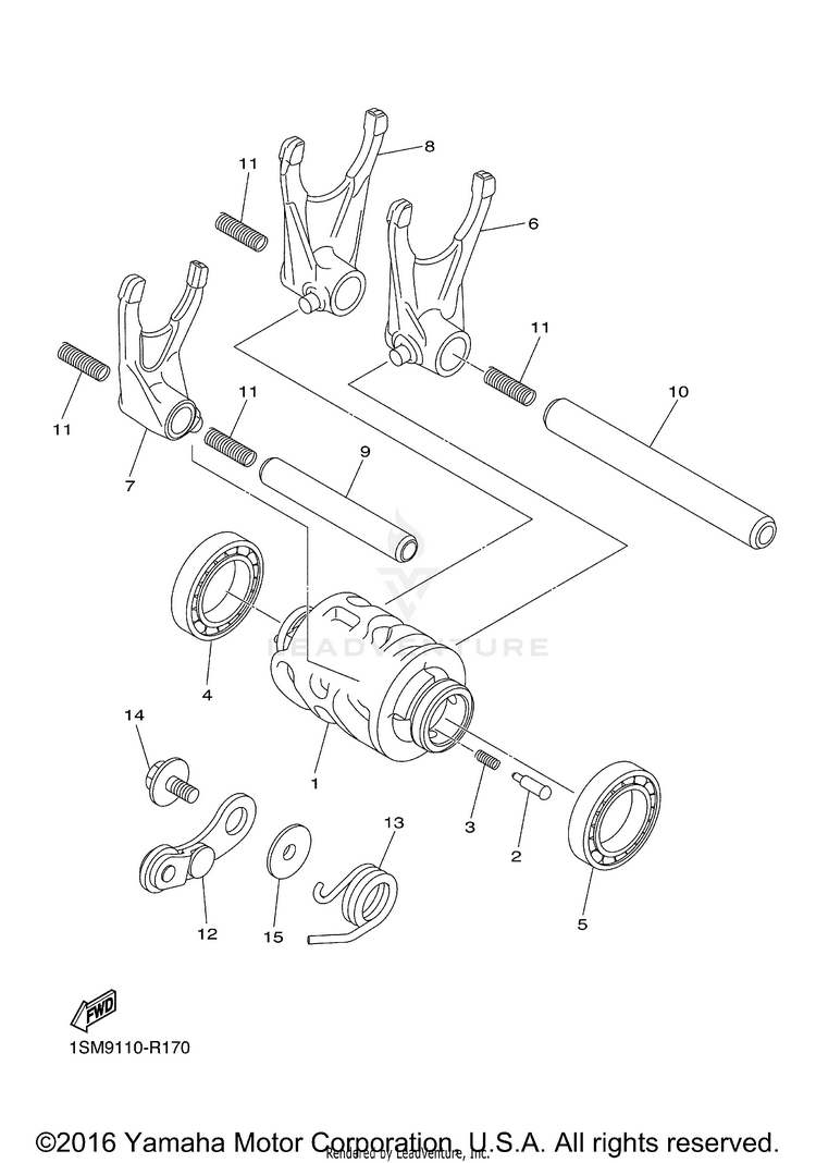 Shift Cam Fork YZ250F - YZ250FG - 2016 Schematic