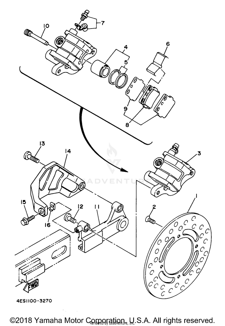 Rear Brake Caliper Schematic