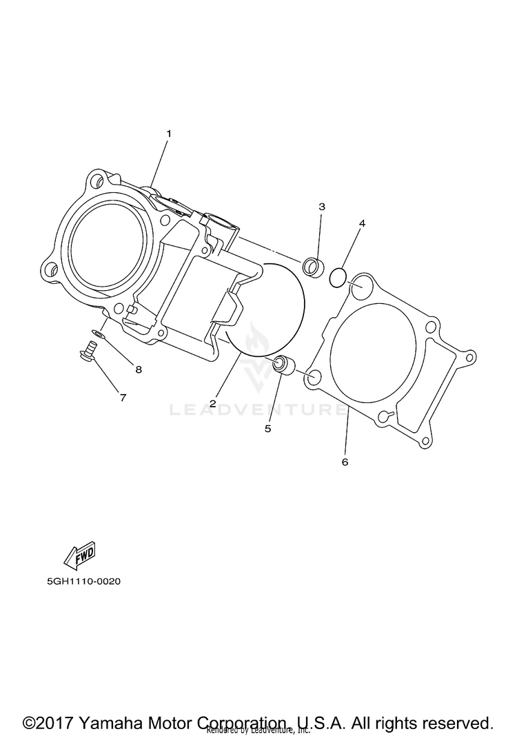 Cylinder GRIZZLY 450 4WD - YFM45FGYB - 2009 Schematic