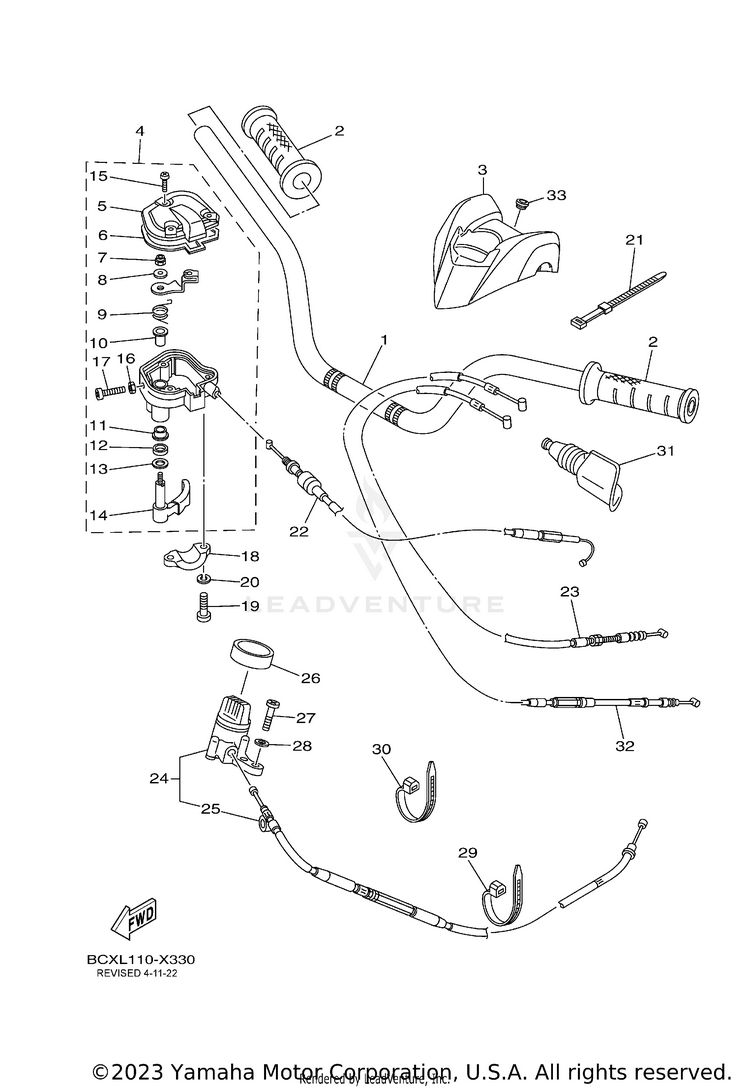 Steering Handle & Cable Schematic