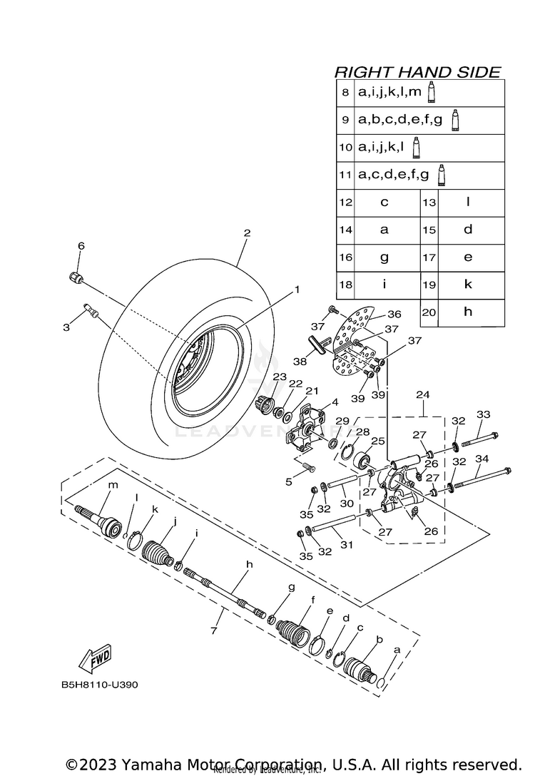 Rear Wheel 2 YXZ1000R EPS - YXZ10YMXLR - 2020 Schematic