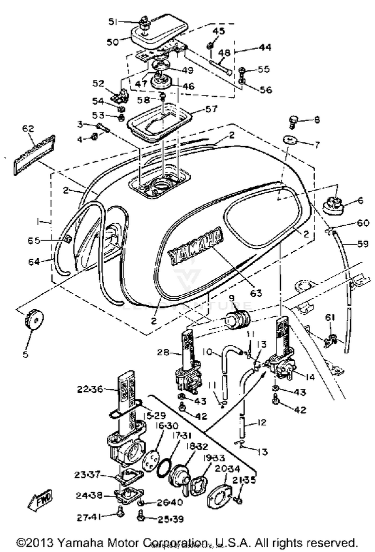 Fuel Tank XS1100H - 1981 Schematic