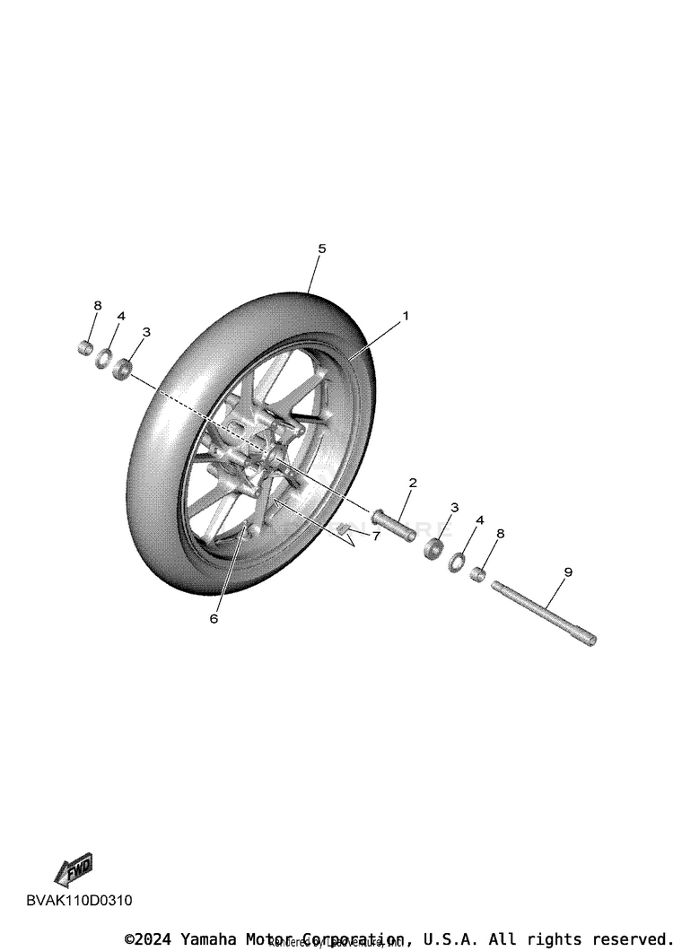 Front Wheel YZFR7 - YZFR7SCB - 2025 Schematic