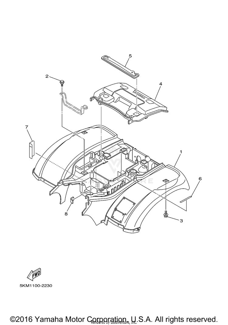 Rear Fender GRIZZLY 600 METALLIC SILVER - YFM660FPS - 2002 Schematic