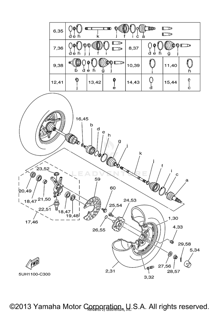 Front Wheel Bruin 350 AUTO 4X4 - YFM350FAS - 2004 Schematic