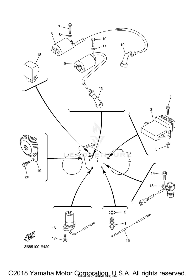 Electrical 1 V STAR 1100 SILVERADO - XVS11ATXCB - 2008 Schematic