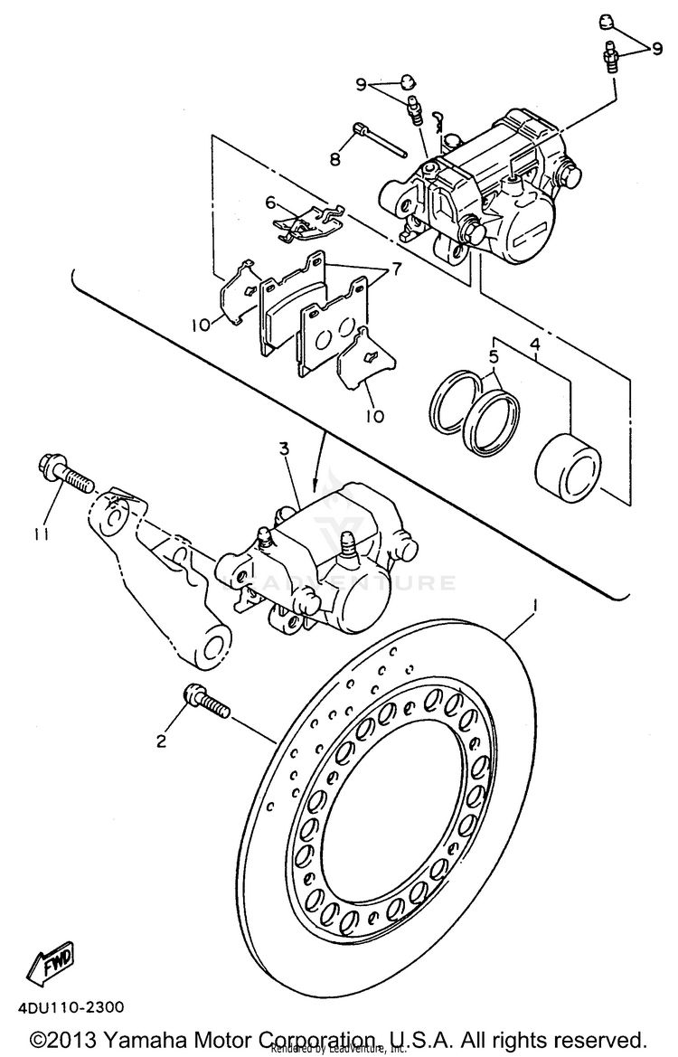 Rear Brake Caliper Schematic