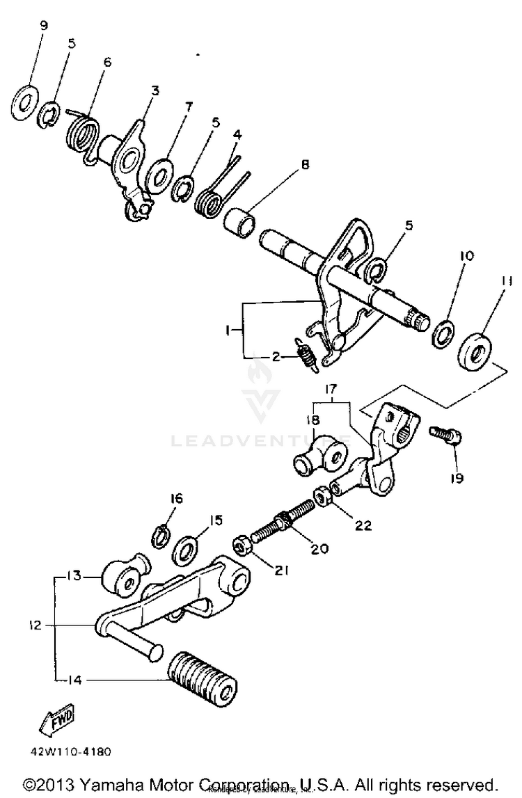 Shift Shaft VIRAGO 700 - XV700SSC - 1986 Schematic