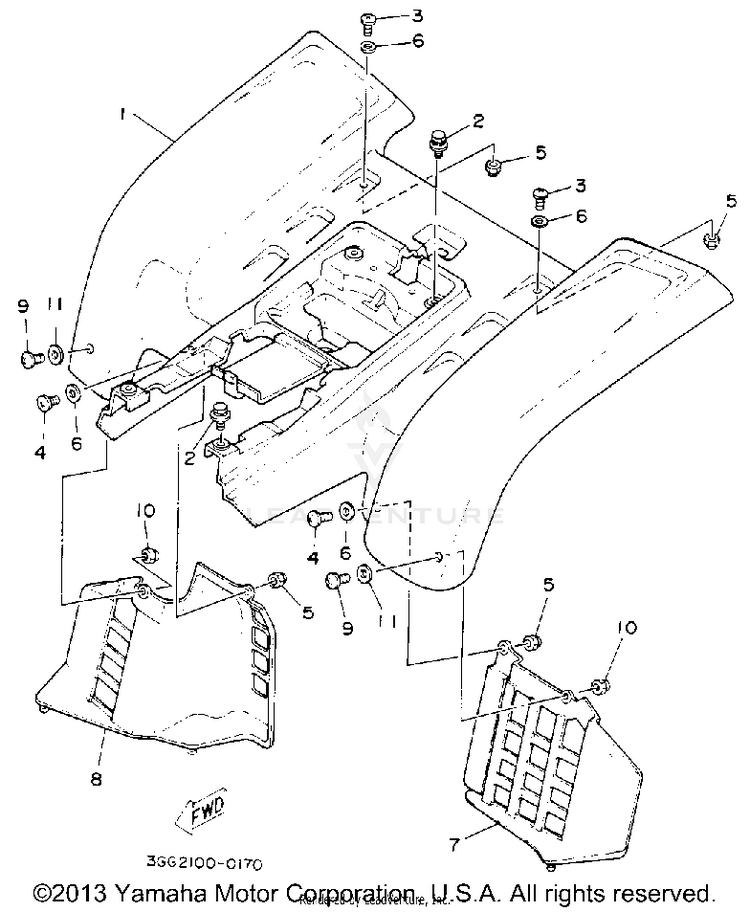 Rear Fender BANSHEE - YFZ350D_MN - 1992 Schematic