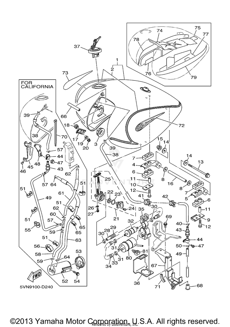 Fuel Tank ROAD STAR (cast wheels) - XV17AWTC - 2005 Schematic