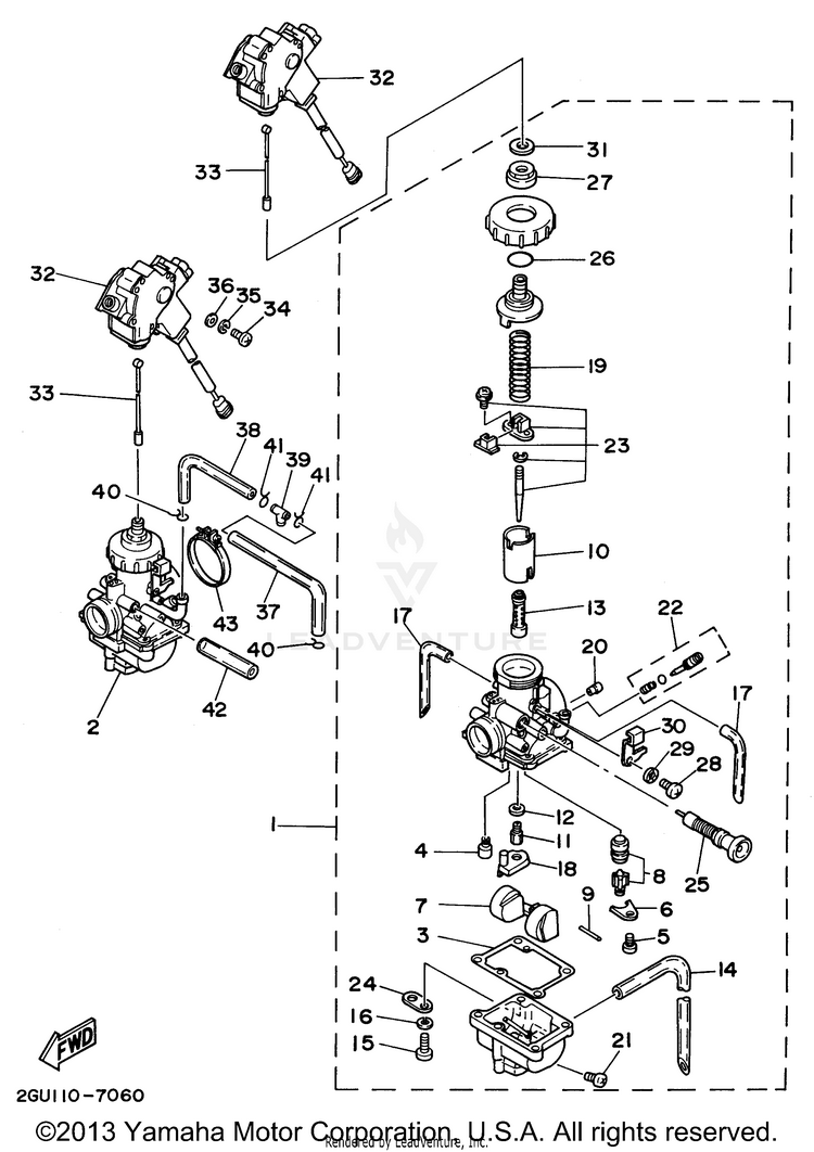 Carburetor BANSHEE - YFZ350H - 1996 Schematic