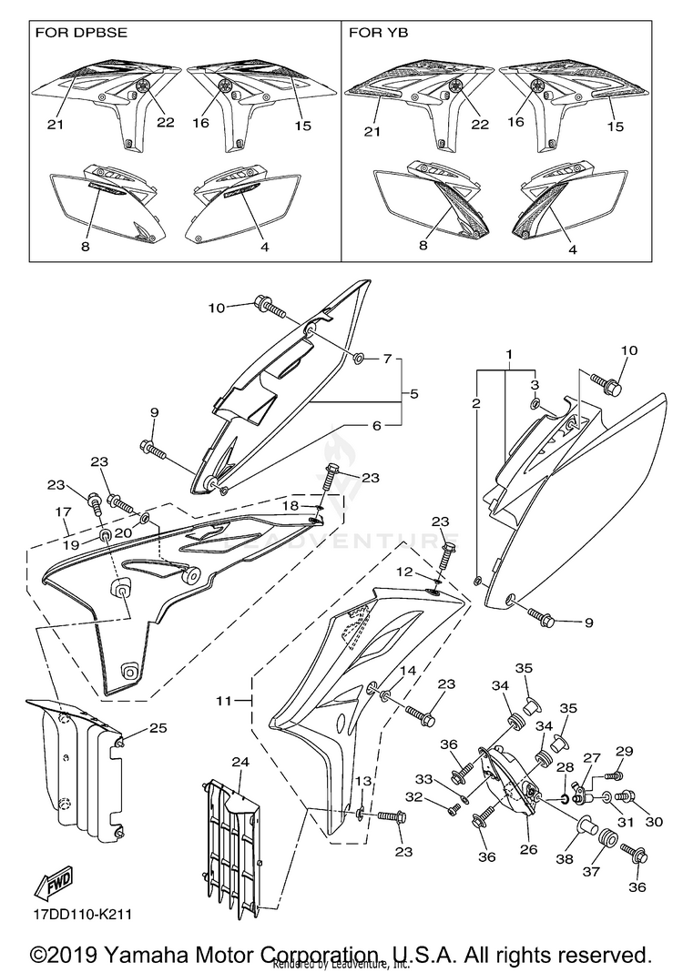 Side Cover Oil Tank YZ250F - YZ250FAB - 2011 Schematic