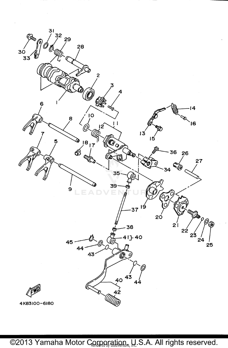 Shift Cam Shift Fork WOLVERINE 4WD - YFM350FXH_ - 1996 Schematic