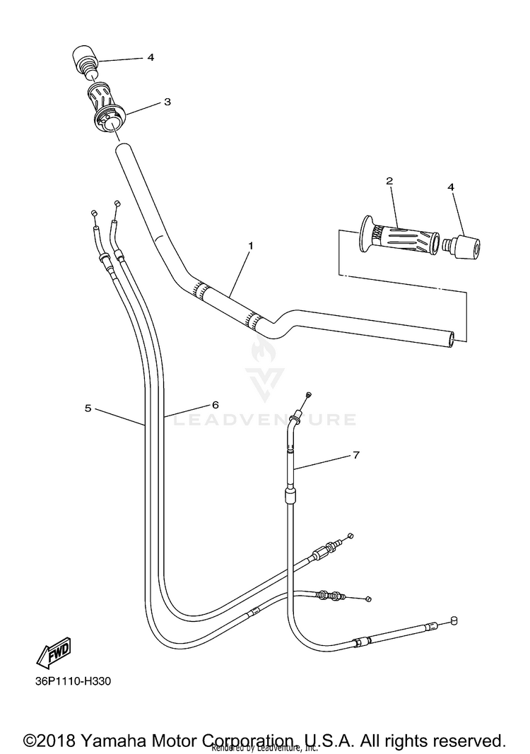 Steering Handle Cable FZ6R - FZ6RYCW - 2009 Schematic