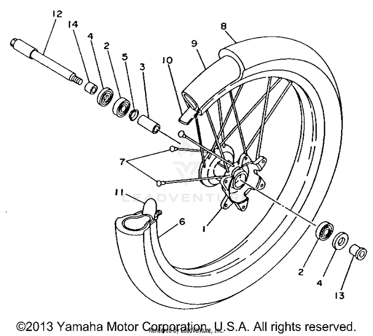 Front Wheel YZ250E1 - 1993 Schematic