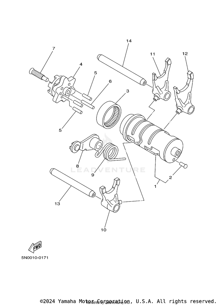 Shift Cam & Fork Schematic