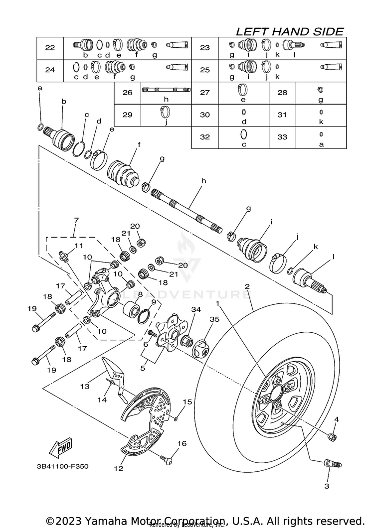 Rear Wheel GRIZZLY 700 DUCKS UNLIMTED EDITION - YFM7FGPDUX - 2008 Schematic
