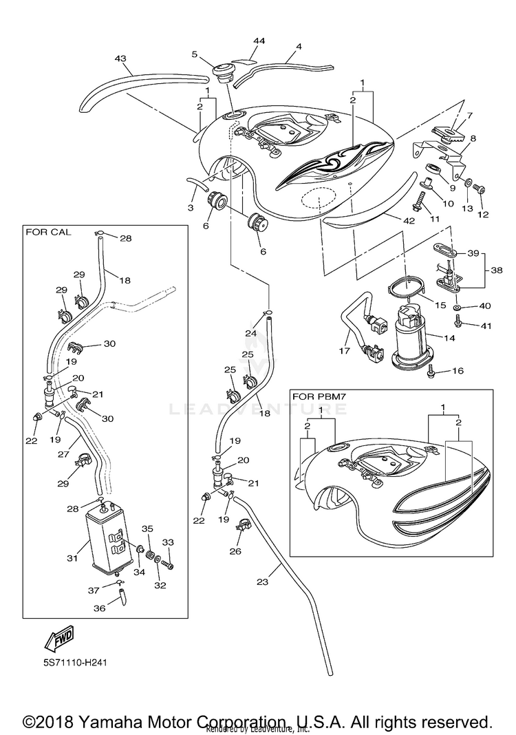 Fuel Tank V STAR 950 - XVS95YCL - 2009 Schematic