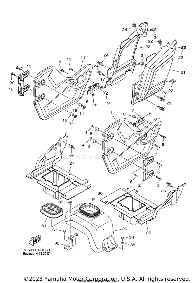 Side Cover VIKING VI EPS RANCH - YXC70VPRHC - 2017 Schematic
