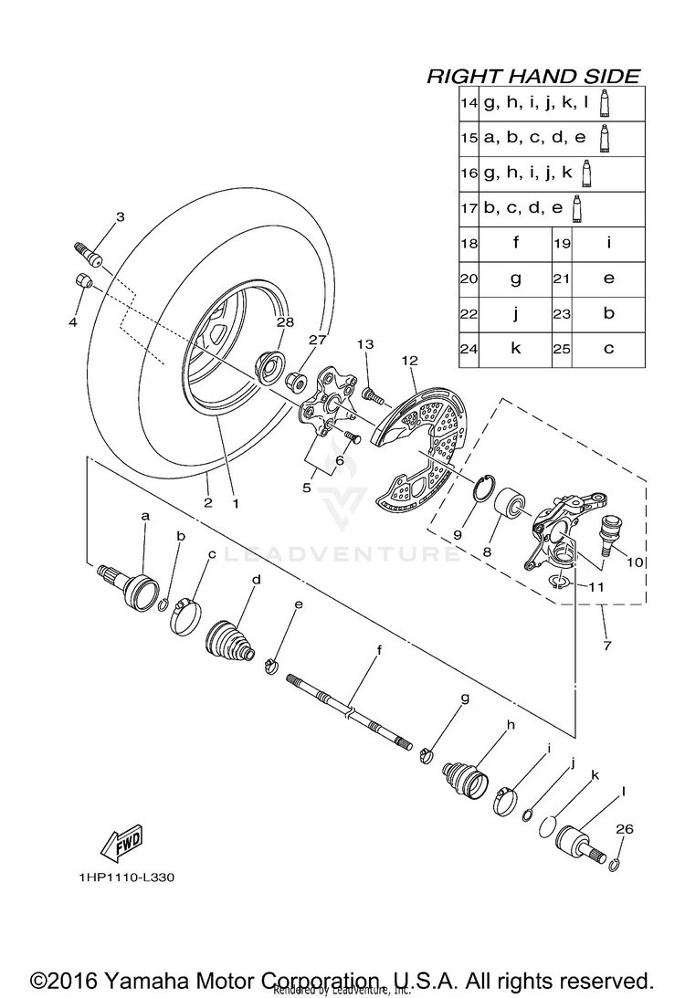 Front Wheel 2 GRIZZLY 700 EPS 4WD - YFM7FGPBGR - 2012 Schematic