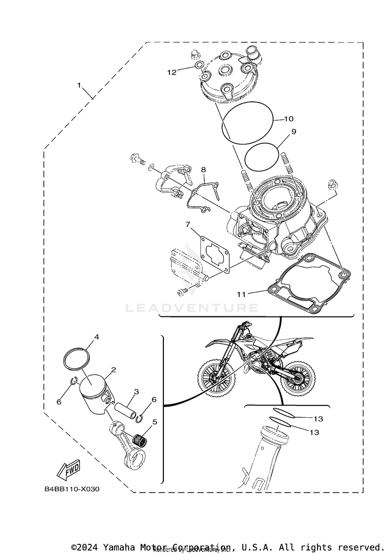 4 Piston Rebuilt Kit Schematic