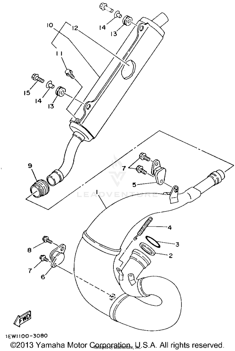 Exhaust YZ250E1 - 1993 Schematic