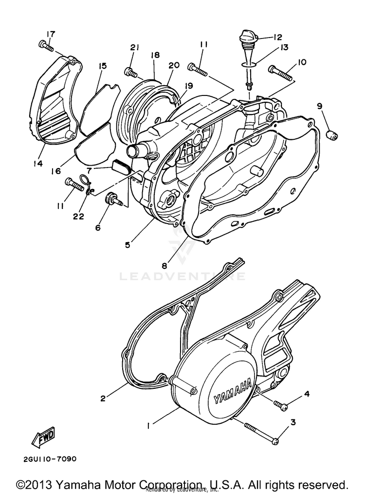 Crankcase Cover BANSHEE - YFZ350J - 1997 Schematic