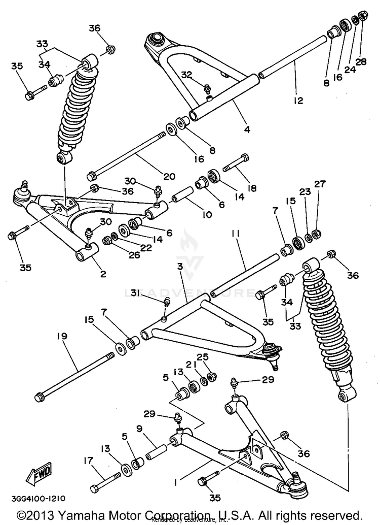Front Suspension - Wheel BANSHEE - YFZ350G - 1995 Schematic