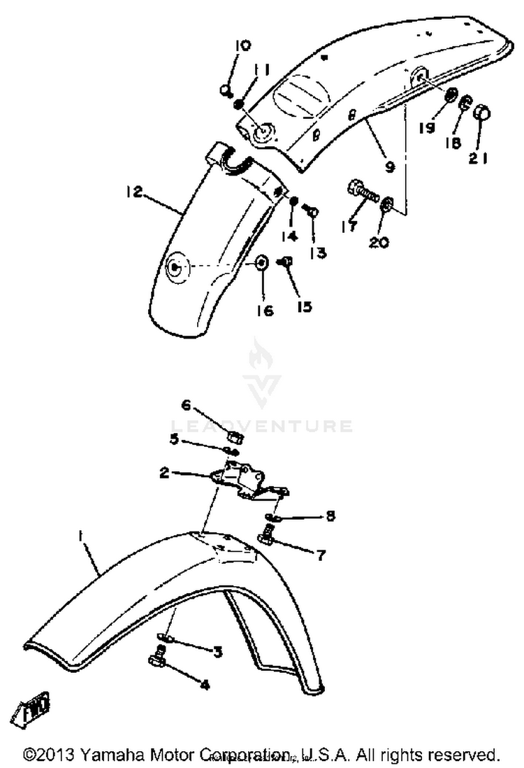 Front Fender - Rear Fender Mx100h - J - K Schematic
