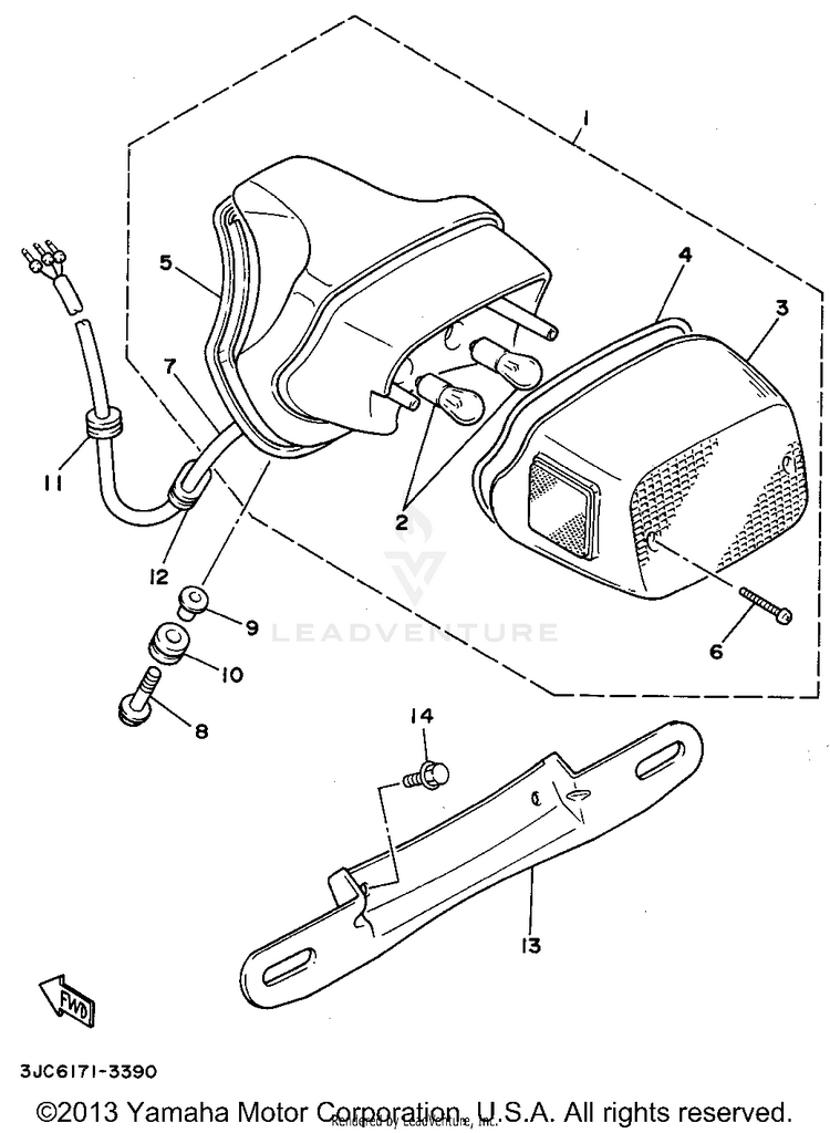 Taillight VIRAGO 535 - XV535GC - 1995 Schematic