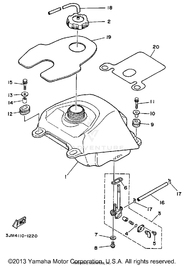 Fuel Tank BLASTER - YFS200B - 1991 Schematic