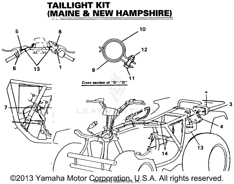 Taillight Kit (Maine & New Hampshire) BIG BEAR (ME & NH Only) - YFM350FWD_MNH - 1992 Schematic