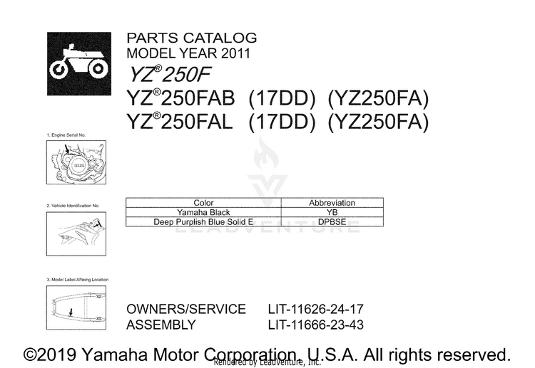 1 Title Page YZ250F - YZ250FAB - 2011 Schematic