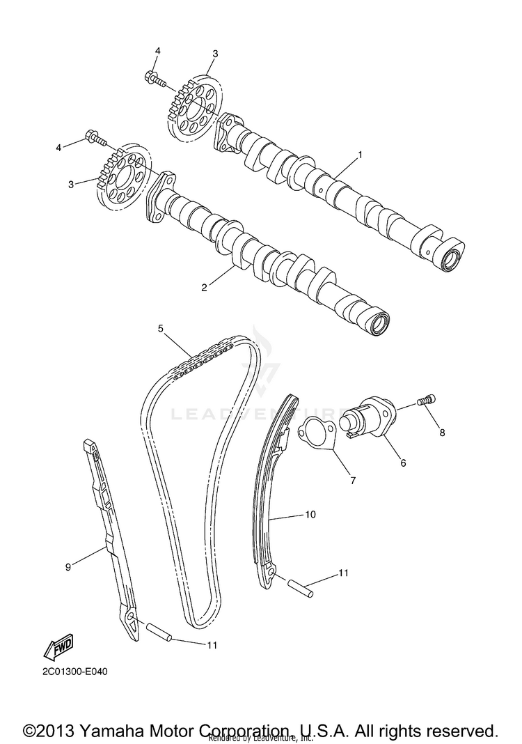 Camshaft Chain YZFR6 - YZFR6ACR - 2011 Schematic