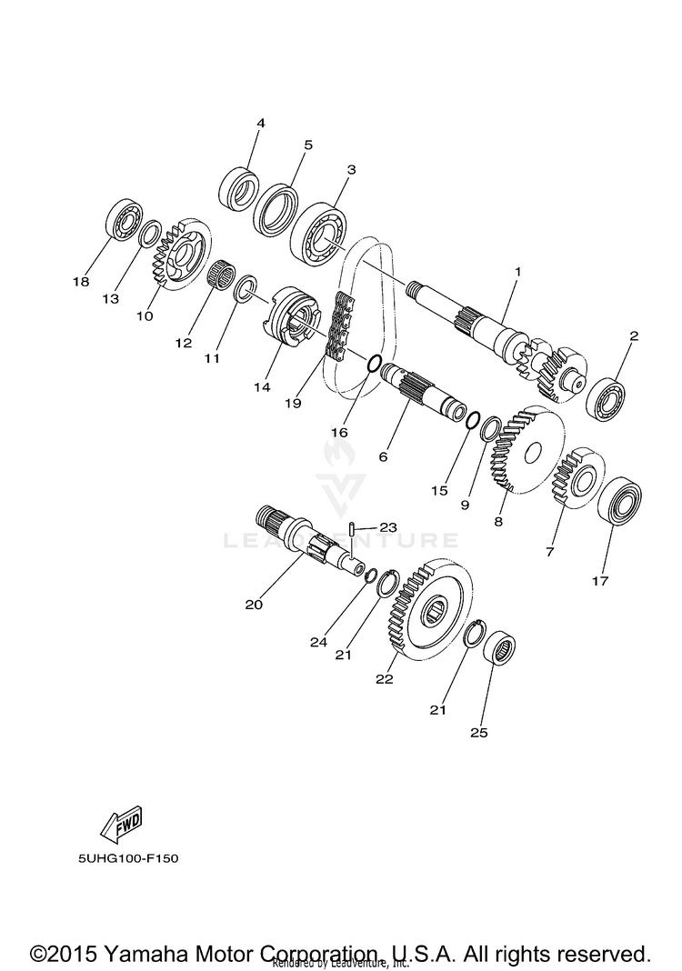 Transmission GRIZZLY 350 4WD - YFM35FGDGR - 2013 Schematic