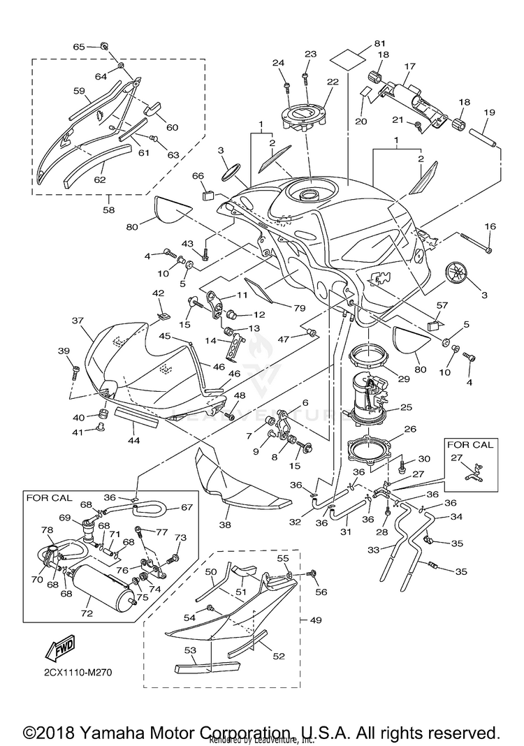 Fuel Tank YZFR6 - YZFR6DCG - 2013 Schematic
